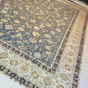 کاور فرش و روفرشی کشدار طرح زیبای افشان رنگ آبی درباری کد 0575
