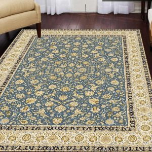 کاور فرش و روفرشی کشدار طرح زیبای افشان رنگ آبی درباری کد 0575