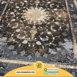 کاور فرش و روفرشی کشدار طرح زیبای وینتج ترکیب کرم قهوه ای مشکی طوسی کد 1574 (ویدیو)