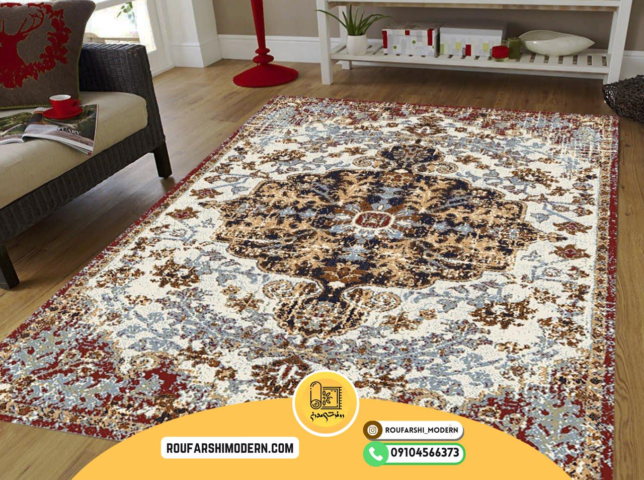 کاور فرش و روفرشی کشدار طرح سنتی خاص کد 0870
