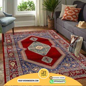 کاور فرش و روفرشی کشدار طرح سنتی رنگ زمینه لاکی کد ROU1730 (ویدیو)