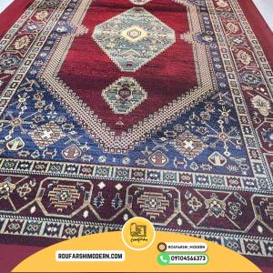 کاور فرش و روفرشی کشدار طرح سنتی رنگ زمینه لاکی کد ROU1730 (ویدیو)