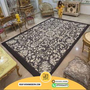 کاور فرش و روفرشی کشدار طرح شاهکار ترکیب طوسی و کرم طلایی کد 1658 (ویدیو)