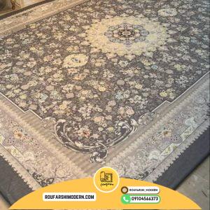 کاور فرش و روفرشی کشدار طرح عالی زمینه طوسی کد 1458