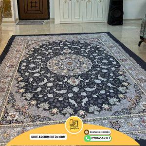 کاور فرش و روفرشی کشدار طرح فرش زیبا زمینه طوسی کد ۱۵۵۲ (ویدیو)