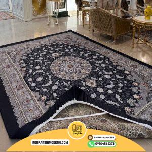 کاور فرش و روفرشی کشدار طرح فرش زیبا زمینه طوسی کد ۱۵۵۲ (ویدیو)