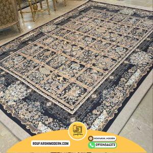 کاور فرش و روفرشی کشدار طرح مدرن رنگ زمینه کرم کد 0527