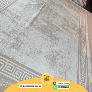 کاور فرش و روفرشی کشدار طرح مدرن رنگ زمینه کرم کد 1518