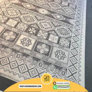 کاور فرش و روفرشی کشدار طرح مدرن زمینه طوسی کد 1447