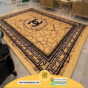 کاور فرش و روفرشی کشدار طرح ورساچه ترکیب طلایی قهوه ای مشکی کد 1653 (ویدیو)