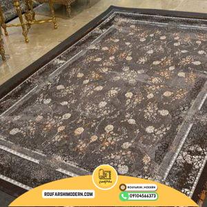کاور فرش و روفرشی کشدار طرح وینتیج بسیار زیبا رنگ طوسی تیره و روشن و ترکیب قهوه ای کد 1566 (ویدیو)