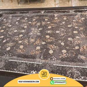 کاور فرش و روفرشی کشدار طرح وینتیج بسیار زیبا رنگ طوسی تیره و روشن و ترکیب قهوه ای کد 1566 (ویدیو)