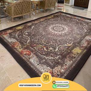 کاور فرش و روفرشی کشدار طرح وینتیج پتینه بسیار زیبا رنگ قهوه ای ترکیب طوسی و کرم کد 1635 (ویدیو)