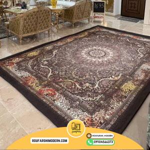 کاور فرش و روفرشی کشدار طرح وینتیج پتینه بسیار زیبا رنگ قهوه ای ترکیب طوسی و کرم کد 1635 (ویدیو)