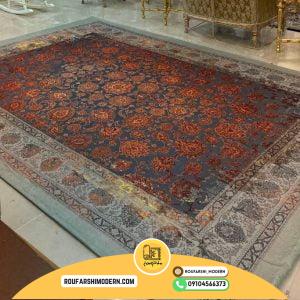 کاور فرش و روفرشی کشدار طرح وینتیج پتینه رنگ آجری (طبق تصاویر) کد 1597 (ویدیو)