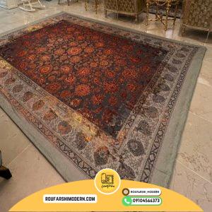 کاور فرش و روفرشی کشدار طرح وینتیج پتینه رنگ آجری (طبق تصاویر) کد 1597 (ویدیو)