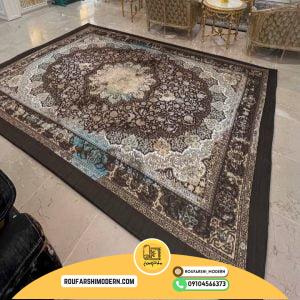کاور فرش و روفرشی کشدار طرح وینتیج پتینه ترکیب رنگ قهوه ای و کرم کد 1596 (ویدیو)