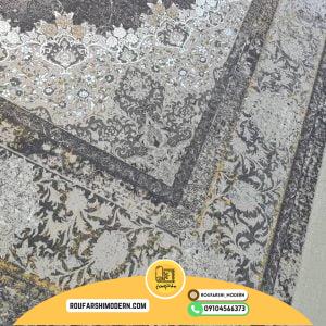 کاور فرش و روفرشی کشدار طرح وینتیج پتینه زمینه کرم نسکافه ای ترکیب طوسی دودی کد 1568 (ویدیو)