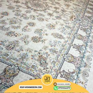 کاور فرش و روفرشی کشدار طرح بسیار زیبا رنگ زمینه کرم کد 1368 (ویدیو زنده)