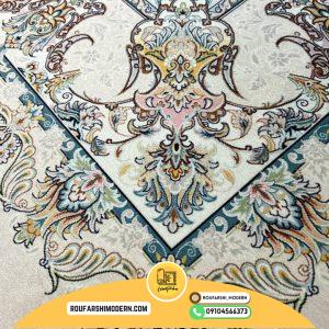 کاور فرش و روفرشی کشدار طرح بسیار زیبا رنگ زمینه کرم کد 1368 (ویدیو زنده)