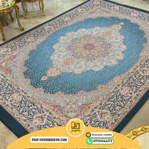 کاور فرش و روفرشی کشدار طرح زیبا رنگ آبی ترکیب نسکافه ای کد ROU1817 (ویدیو)