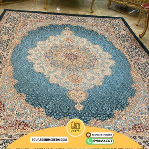 کاور فرش و روفرشی کشدار طرح زیبا رنگ آبی ترکیب نسکافه ای کد ROU1817 (ویدیو)
