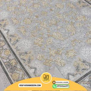 کاور فرش و روفرشی کشدار طرح فرش بسیار زیبا جدید رنگ طوسی ترکیب کرم طلایی کد ROU1671 (ویدیو زنده)