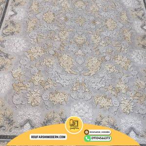 کاور فرش و روفرشی کشدار طرح فرش بسیار زیبا جدید رنگ طوسی ترکیب کرم طلایی کد ROU1671 (ویدیو زنده)