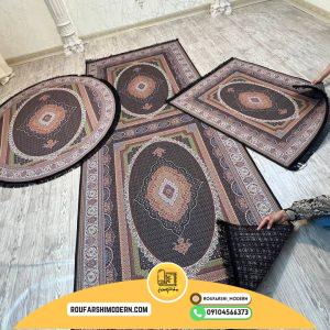 فرشینه با رویه مخمل و زیره نمد 1000 گرم ترمزدار طرح ریز ماهی کد RH 0132