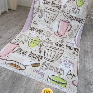 فرشینه با رویه مخمل و زیره نمد 1000 گرم ترمزدار طرح آشپرخونه CODE:RH 0545