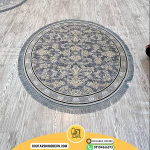 فرشینه نمدی رویه مخمل با نمد 1000 گرم | طرح پر فروش طوسی طلایی RH 1561