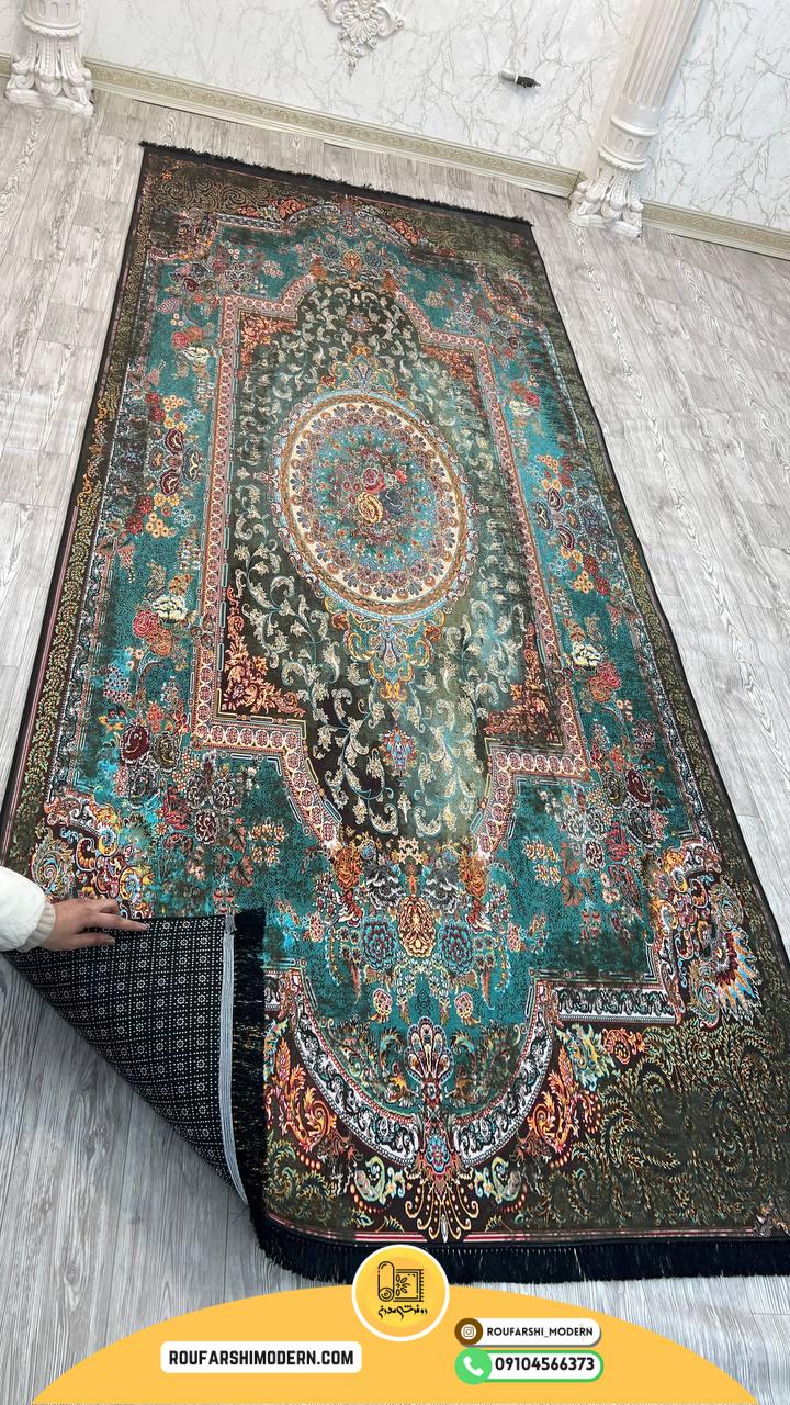 فرشینه نمدی رویه مخمل با نمد 1000 گرم | لوکس و با دوام رنگ سبز RH 1431